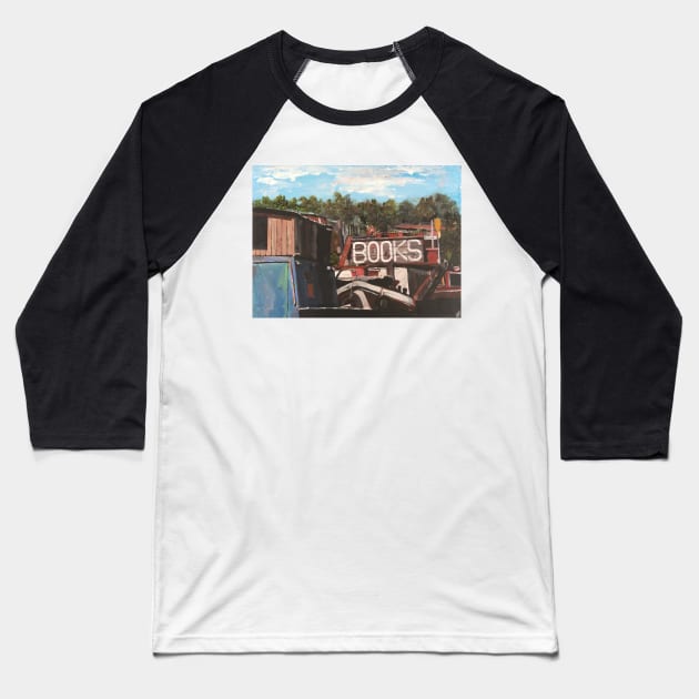 Buying Books Over Calm Waters, Canals, London Baseball T-Shirt by golan22may